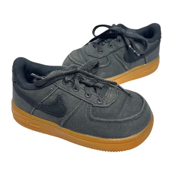Nike Air Force 1 Size 8C Kids Boy Gray Canvas Sneakers Casual School Everyday - Picture 2 of 11